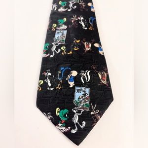 Vintage 90s Looney Tunes USPS “Stamp Collection” Necktie, Made in the U.S.A.